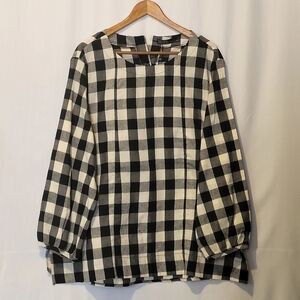 Zanzea Black and White Plaid Pullover Top Size 5X